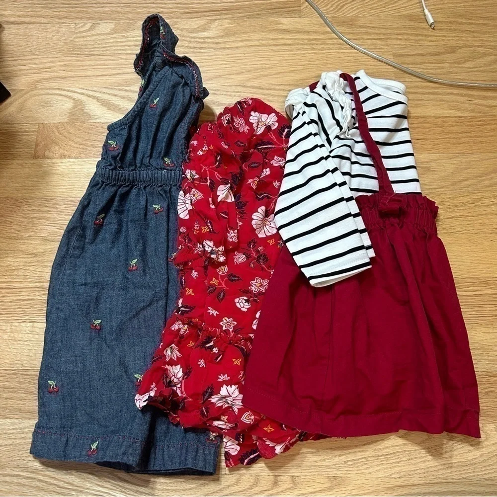 4T Girls Dress Bundle Gymboree Denim Cherry Lot Old Navy Red Floral Striped